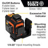 Klein Tools 93PLL Rechargeable Self-Leveling Green Planar Laser Level showing features of the Klein Tools 93PLL Rechargeable Self-Leveling Green Planar Laser Level showing features of the