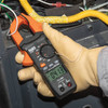 Klein Tools CL320 400 Amp HVAC Digital Clamp Meter showing in use testing voltage with clamp