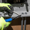 Klein Tools J2000-48 2000 Series 8 inch Angled-Head Diagonal-Cutting Pliers showing in use cutting wire Klein Tools J2000-48 2000 Series 8 inch Angled-Head Diagonal-Cutting Pliers showing in use cutting wire