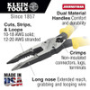 Klein Tools J207-8CR 8-1/2 Inch All-Purpose Needle Nose Pliers with Crimper showing features of the pliers Klein Tools J207-8CR 8-1/2 Inch All-Purpose Needle Nose Pliers with Crimper showing features of the pliers