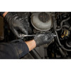 Milwaukee 48-22-9005 1/4-inch Drive 9-inch Extended Ratchet showing in use fastening bolt inside motor cavity Milwaukee 48-22-9005 1/4-inch Drive 9-inch Extended Ratchet showing in use fastening bolt inside motor cavity