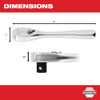Milwaukee 48-22-9036 3/8-inch Drive 5-inch Stubby Ratchet showing measurements of ratchet Milwaukee 48-22-9036 3/8-inch Drive 5-inch Stubby Ratchet showing measurements of ratchet