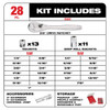 Milwaukee 48-22-9481 28pc SAE 3/8-inch Drive Ratchet & Socket Set with PACKOUT Low-Profile Compact Organizer showing inclusions of the set Milwaukee 48-22-9481 28pc SAE 3/8-inch Drive Ratchet & Socket Set with PACKOUT Low-Profile Compact Organizer showing inclusions of the set