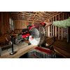 Milwaukee 48-40-1024 10-inch x 40T General Purpose Wood Cutting Circular Saw Blade showing in use cutting lumber with miter saw (miter saw sold separately)