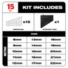 Milwaukee 48-22-9516 15pc Metric Ratcheting Combination Wrench Set showing inclusions of the set Milwaukee 48-22-9516 15pc Metric Ratcheting Combination Wrench Set showing inclusions of the set