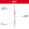 Milwaukee 48-42-5300 4-inch x 6 TPI Bi-Metal Multi-Material Cutting Jig Saw Blades - 5pk showing features of the blade