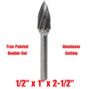 Truwerx 53568 1/2-inch x 1-inch x 2-1/2-inch Tree Pointed Double-Cut Aluminum Cutting Carbide Rotary Burr Truwerx 53568 1/2-inch x 1-inch x 2-1/2-inch Tree Pointed Double-Cut Aluminum Cutting Carbide Rotary Burr