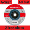 Truwerx 54230 4-1/2 inch 40 Grit Zirconium Flap Disc
