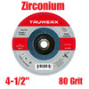 Truwerx 54232 4-1/2 inch 80 Grit Zirconium Flap Disc