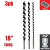 Truwerx 52568 3pc 18 Inch Auger Drill Bit