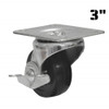 Truwerx 86229 3 Inch Heavy Duty Rubber Swivel Caster Wheel with Brake