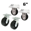 Truwerx 86312 4pc 6 Inch Industrial Rubber Caster Wheel Set for Storage Boxes