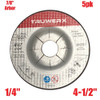 Truwerx 54432 4-1/2-inch x 1/4-inch x 7/8-inch Metal Grinding Wheels - 5pk