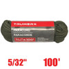 Truwerx 11096 5/32 inch x 100 ft. Paracord -  Black / Olive