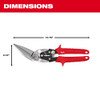 Milwaukee 48-22-4568 18GA Left Long Offset Snips showing dimensions of the snips Milwaukee 48-22-4568 18GA Left Long Offset Snips showing dimensions of the snips