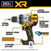 DeWalt DCD1007WW1 20V MAX XR Cordless Brushless 1/2 Inch 3-Speed Hammer Drill Kit showing features of the kit