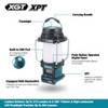 Makita MR010G 40V XGT Cordless Lantern Radio with Bluetooth & Flashlight (Tool Only) showing features of the tool