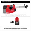 Milwaukee 2509-22 M12 HAMMERVAC Universal Dust Extractor Kit showing inclusions of the kit