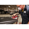 Milwaukee 2585-20 12V FUEL 6in Random Orbital Sander (Tool Only) showing in use sanding down body filler on car part (Battery Sold Separately)