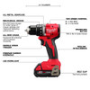 Milwaukee 3601-20 M18 Compact Brushless 1/2in Drill/ Driver Kit showing features of the tool