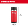 Milwaukee 48-22-8395R PACKOUT 18oz Insulated Bottle with Sip Lid - Red dimensions