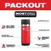 Milwaukee 48-22-8395R PACKOUT 18oz Insulated Bottle with Sip Lid - Red infographics