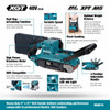 Makita BS001GZ 40V MAX XGT Cordless Brushless 3in x 21in Belt Sander (Tool Only) showing features of the sander Makita BS001GZ 40V MAX XGT Cordless Brushless 3in x 21in Belt Sander (Tool Only) showing features of the sander