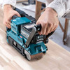 Makita BS001GZ 40V MAX XGT Cordless Brushless 3in x 21in Belt Sander (Tool Only) showing in use sanding down wood paneling (Battery sold separately) Makita BS001GZ 40V MAX XGT Cordless Brushless 3in x 21in Belt Sander (Tool Only) showing in use sanding down wood paneling (Battery sold separately)
