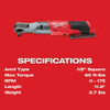 Milwaukee 2558-22 M12 FUEL Cordless Brushless 1/2in Ratchet Kit showing features of the ratchet