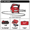 Milwaukee 2646-22CT M18 Cordless 2-Speed Grease Gun Kit showing inclusions of the kit