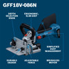 Bosch GFF18V-086N 18V Cordless Brushless Biscuit Joiner (Tool Only) showing features of the tool
