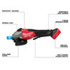 Milwaukee 3672-20 M18 FUEL Cordless Brushless 4-1/2 inch / 6 inch VS Braking Angle Grinder with Paddle Switch and ONE-Key (Tool Only) showing features of the tool