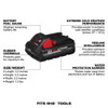 Milwaukee 48-11-1837 M18 REDLITHIUM HIGH OUTPUT CP3.0 Battery - 2pk showing features of the battery