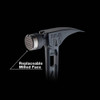 Stiletto STTIB15MC-CBL 15oz Titanium Milled Face Framing Hammer - Black showing replaceable face Stiletto STTIB15MC-CBL 15oz Titanium Milled Face Framing Hammer - Black showing replaceable face