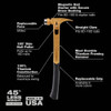 Stiletto STTIB15MC-CG 15oz Titanium Milled Face Framing Hammer - Gold showing features of the hammer (handle sold separately) Stiletto STTIB15MC-CG 15oz Titanium Milled Face Framing Hammer - Gold showing features of the hammer (handle sold separately)