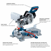 Bosch GCM18V-07SN14 PROFACTOR 18V Cordless Brushless 7-1/4in Single-Bevel Slide Mitre Saw Kit showing features of the miter saw
