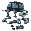 Makita DLX6109TX1 18V LXT 6-Tool Cordless Reciprocating Saw / 5in Angle Grinder / 1/2in Hammer Drill/Driver / 1/4in Impact Driver / 6-1/2in Circular Saw / 15/16in Rotary Hammer Combo Kit