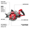 Milwaukee 2930-20 M18 FUEL Cordless Brushless 7-1/4 Inch Rear Handle Circular Saw (Tool Only)