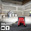 Milwaukee 2366-20 M18 ROVER 4000 Lumen Dual-Power Flood Light illuminating a work area (extension cord not included)