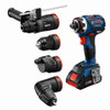 Bosch GSR18V-535FCB15 18V Cordless Chameleon Drill / Driver Kit with 5-In-1 Flexiclick System showing attachable heads Bosch GSR18V-535FCB15 18V Cordless Chameleon Drill / Driver Kit with 5-In-1 Flexiclick System showing attachable heads