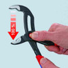 Knipex 8721250SBA 10 inch Cobra QuickSet Water Pump Plier showing the release action of jaws Knipex 8721250SBA 10 inch Cobra QuickSet Water Pump Plier showing the release action of jaws