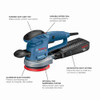 Bosch GEX33-5N 3.3 Amp 5 inch Multi-Hole Random Orbit Sander/Polisher showing features of the sander