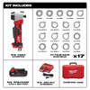 Milwaukee 2935CU-21S M18 Cordless Cable Stripper Kit with 17 Cu THHN / XHHW Bushings showing inclusions of the kit Milwaukee 2935CU-21S M18 Cordless Cable Stripper Kit with 17 Cu THHN / XHHW Bushings showing inclusions of the kit