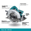 Makita 5007NB 15 Amp 7-1/4 inch Circular Saw showing features of the circular saw in French Makita 5007NB 15 Amp 7-1/4 inch Circular Saw showing features of the circular saw in French
