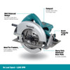 Makita 5007NB 15 Amp 7-1/4 inch Circular Saw showing features of the circular saw in English Makita 5007NB 15 Amp 7-1/4 inch Circular Saw showing features of the circular saw in English