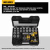 DeWalt DCE151TD1 20V MAX XR Cordless Brushless Cable Stripper Kit showing inclusions of the kit
