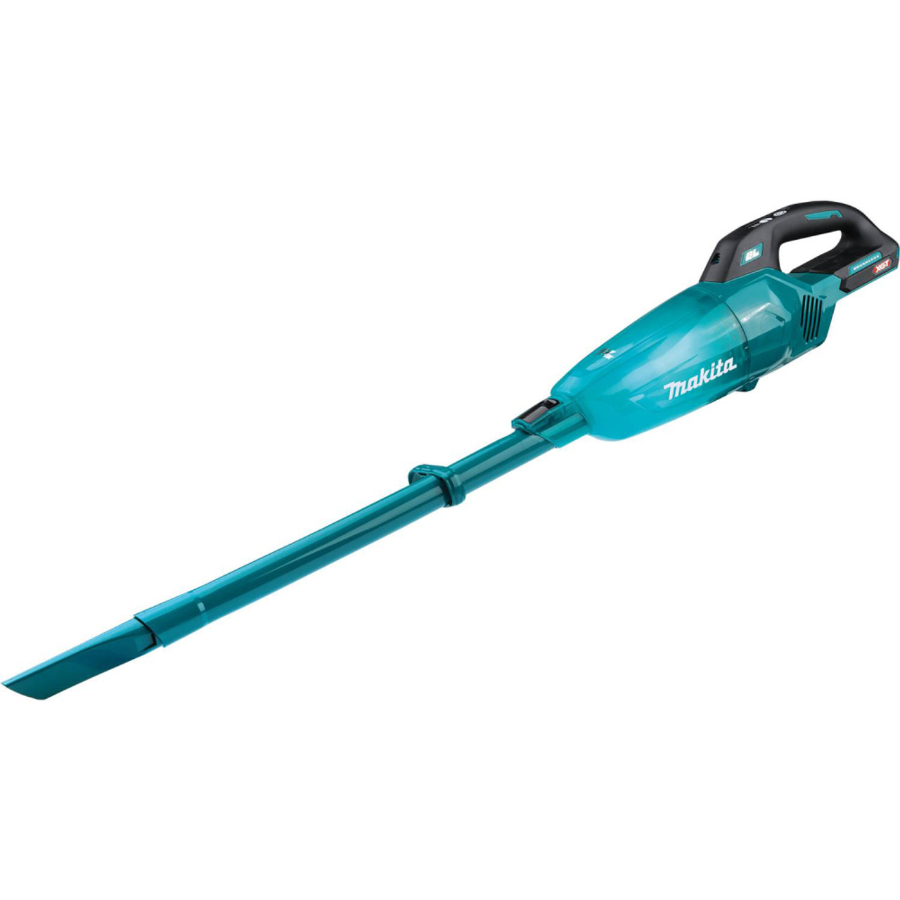 Makita CL001GZ01 40V MAX XGT Cordless Brushless Stick Vacuum Cleaner (Tool Only) showing with extension and crevise tool Makita CL001GZ01 40V MAX XGT Cordless Brushless Stick Vacuum Cleaner (Tool Only) showing with extension and crevise tool