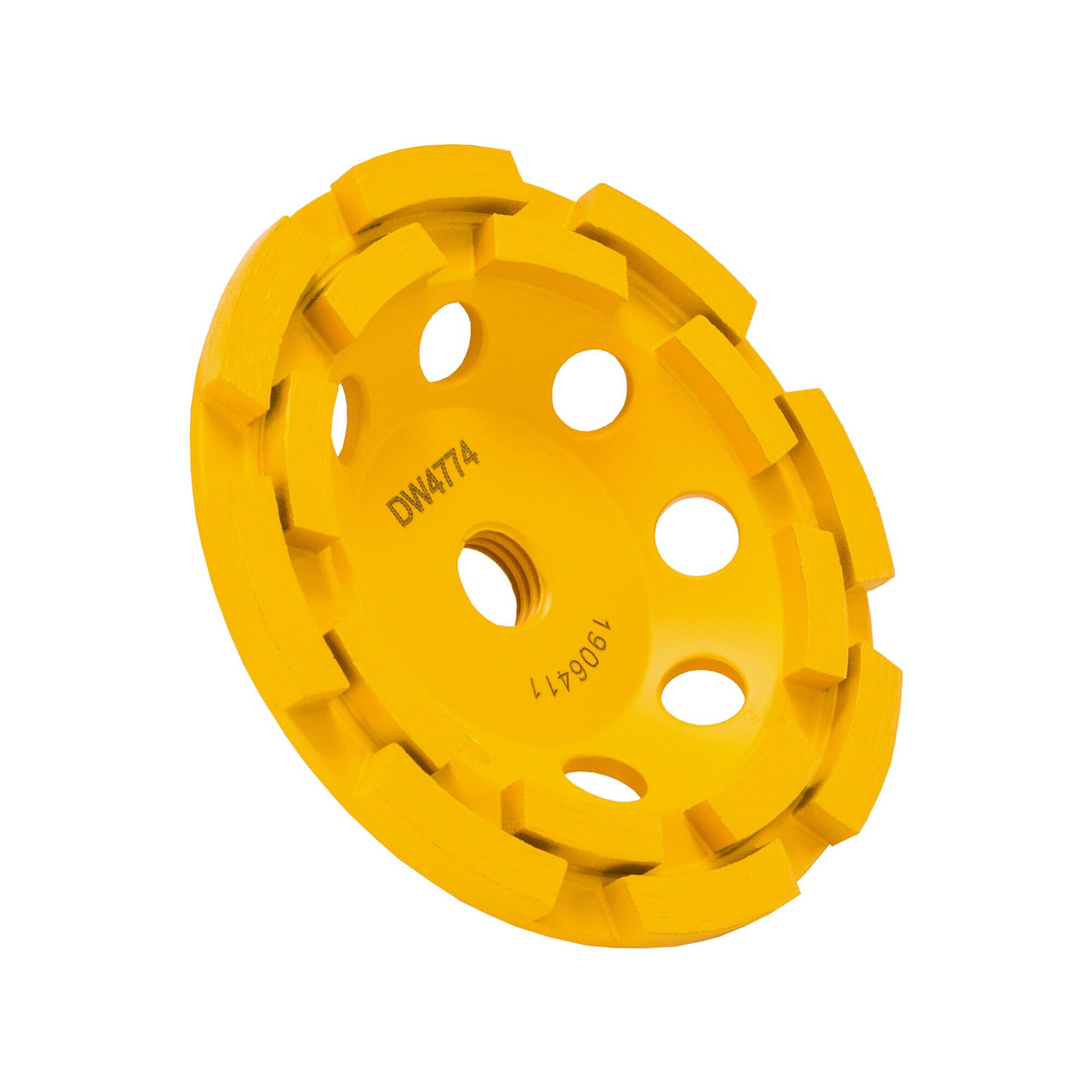 DeWalt DW4774 XP 4-1/2 inch Double Row Segmented Diamond Cup Grinding Wheel showing from a different angle