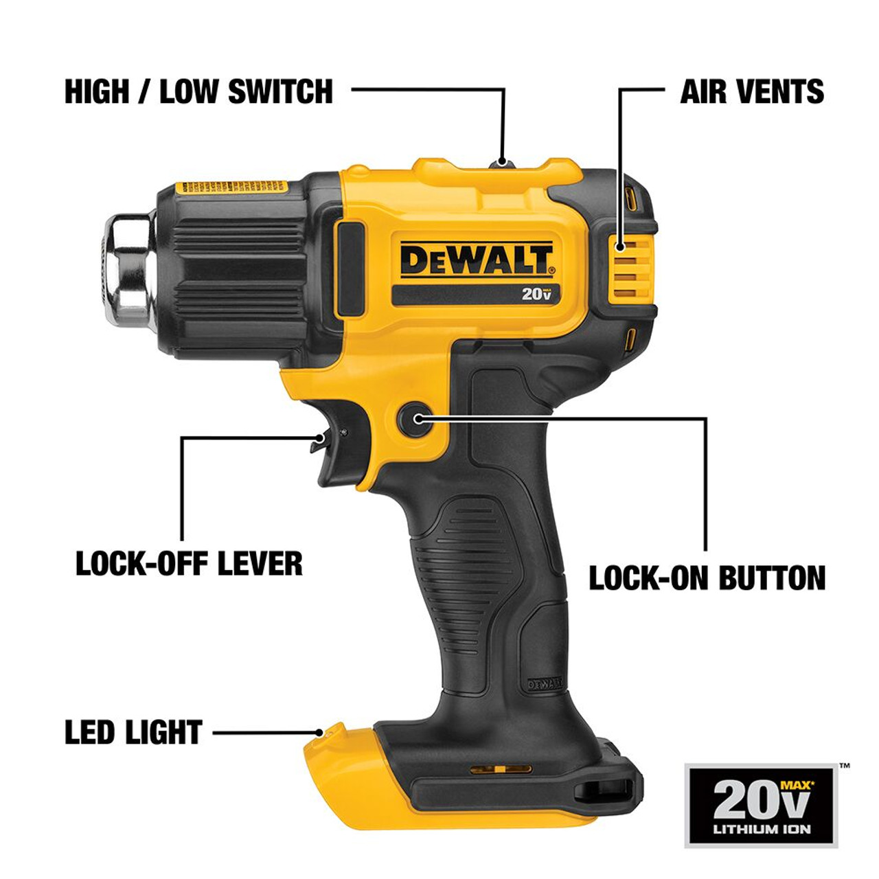 DeWalt DCE530B 20V Cordless Heat Gun (Tool Only)