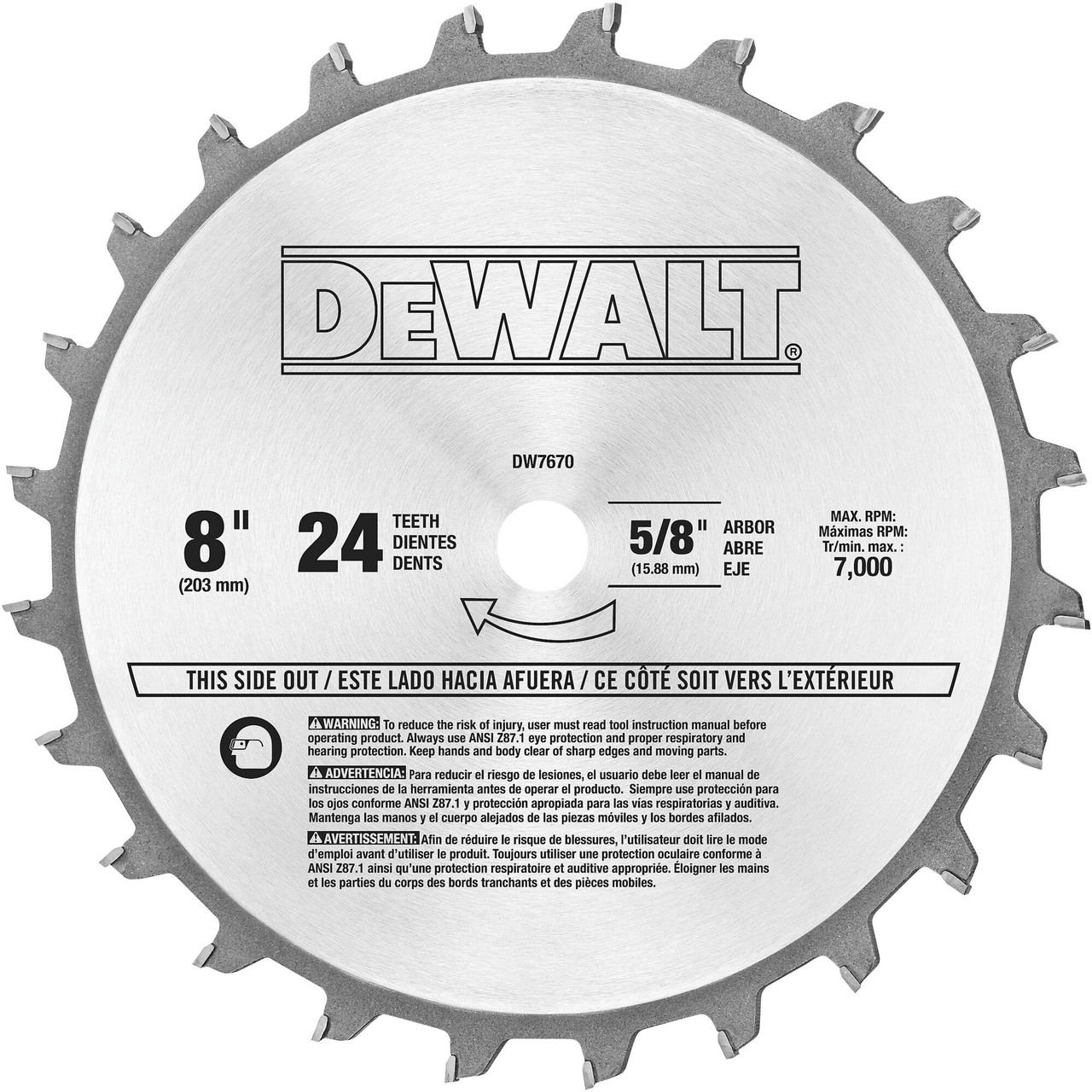 DeWalt DW7670 8 inch 24T Stacked Dado Blade Set showing main end blades DeWalt DW7670 8 inch 24T Stacked Dado Blade Set showing main end blades